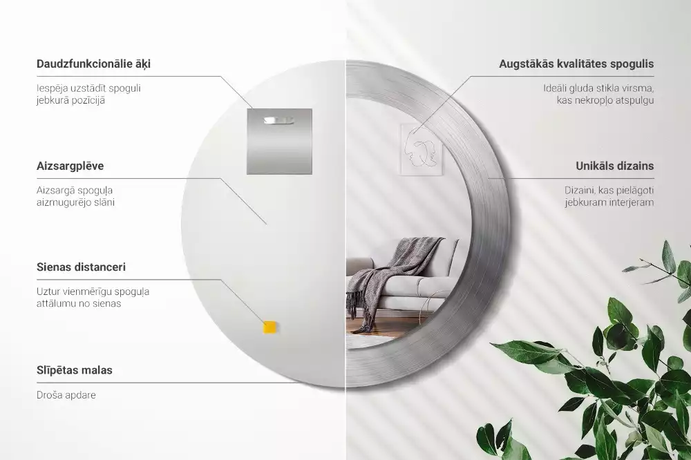 Spiegel rund Metall-Imitation