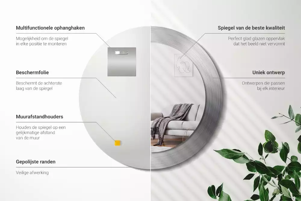 Spiegel rund Metall-Imitation