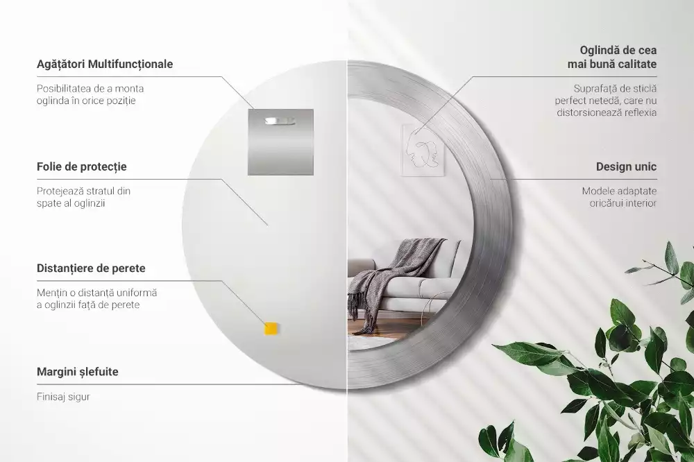 Spiegel rund Metall-Imitation