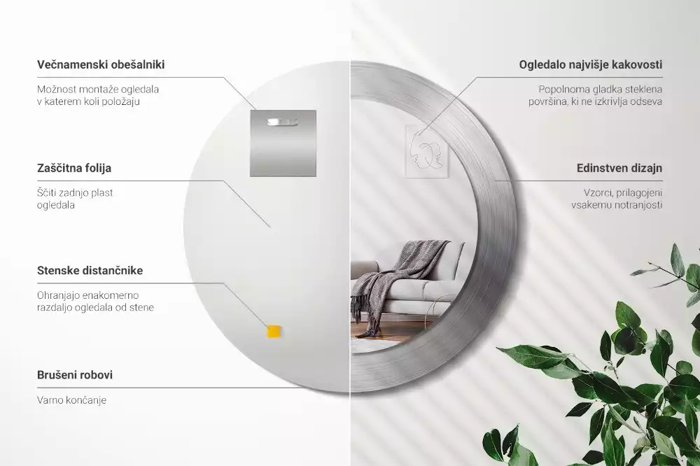 Spiegel rund Metall-Imitation