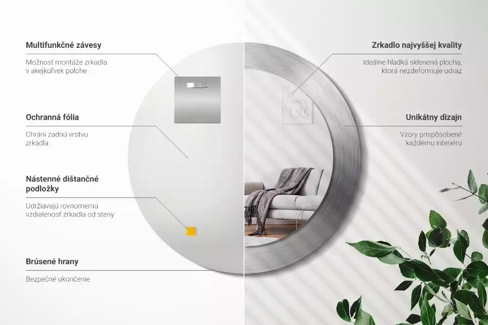 Spiegel rund Metall-Imitation