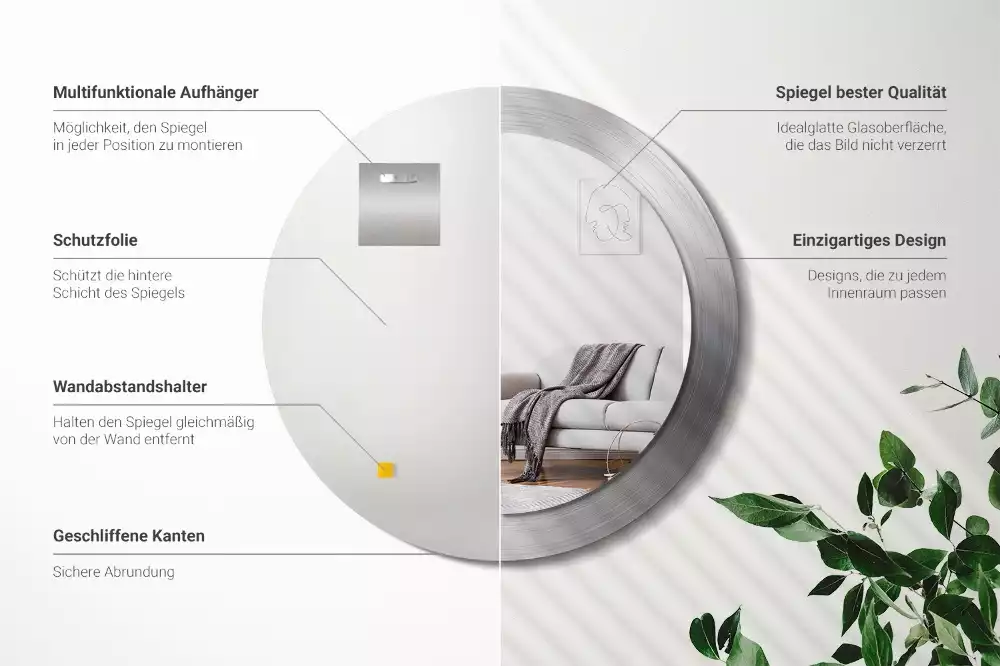 Spiegel rund Metall-Imitation