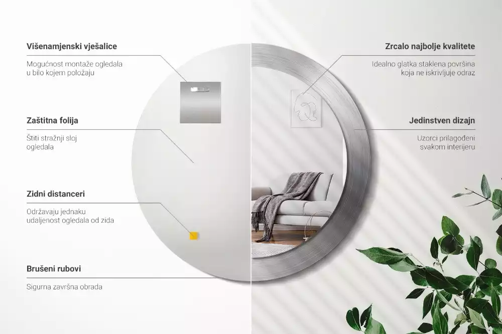 Spiegel rund Metall-Imitation