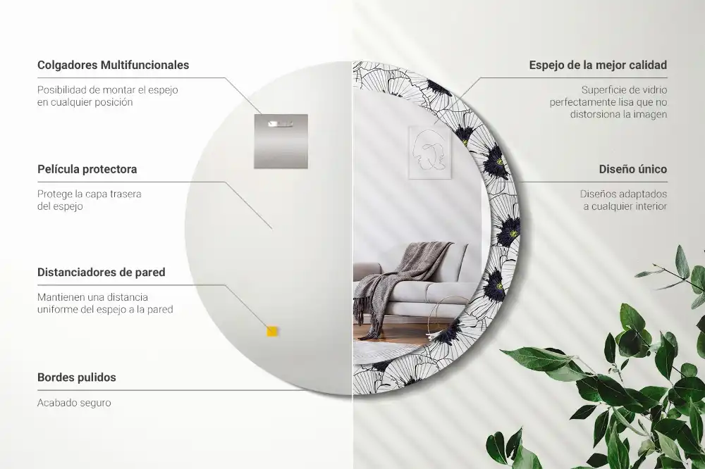 Spiegel rund Blumenkomposition