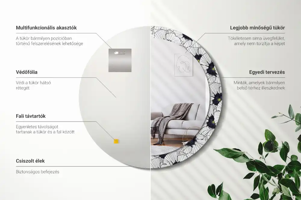 Spiegel rund Blumenkomposition