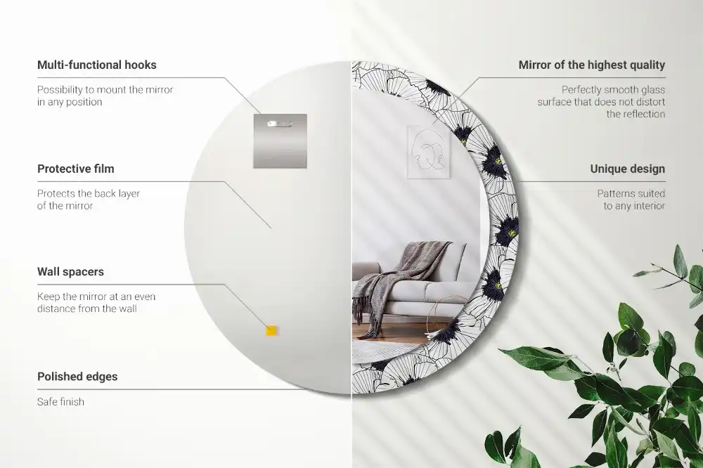 Spiegel rund Blumenkomposition