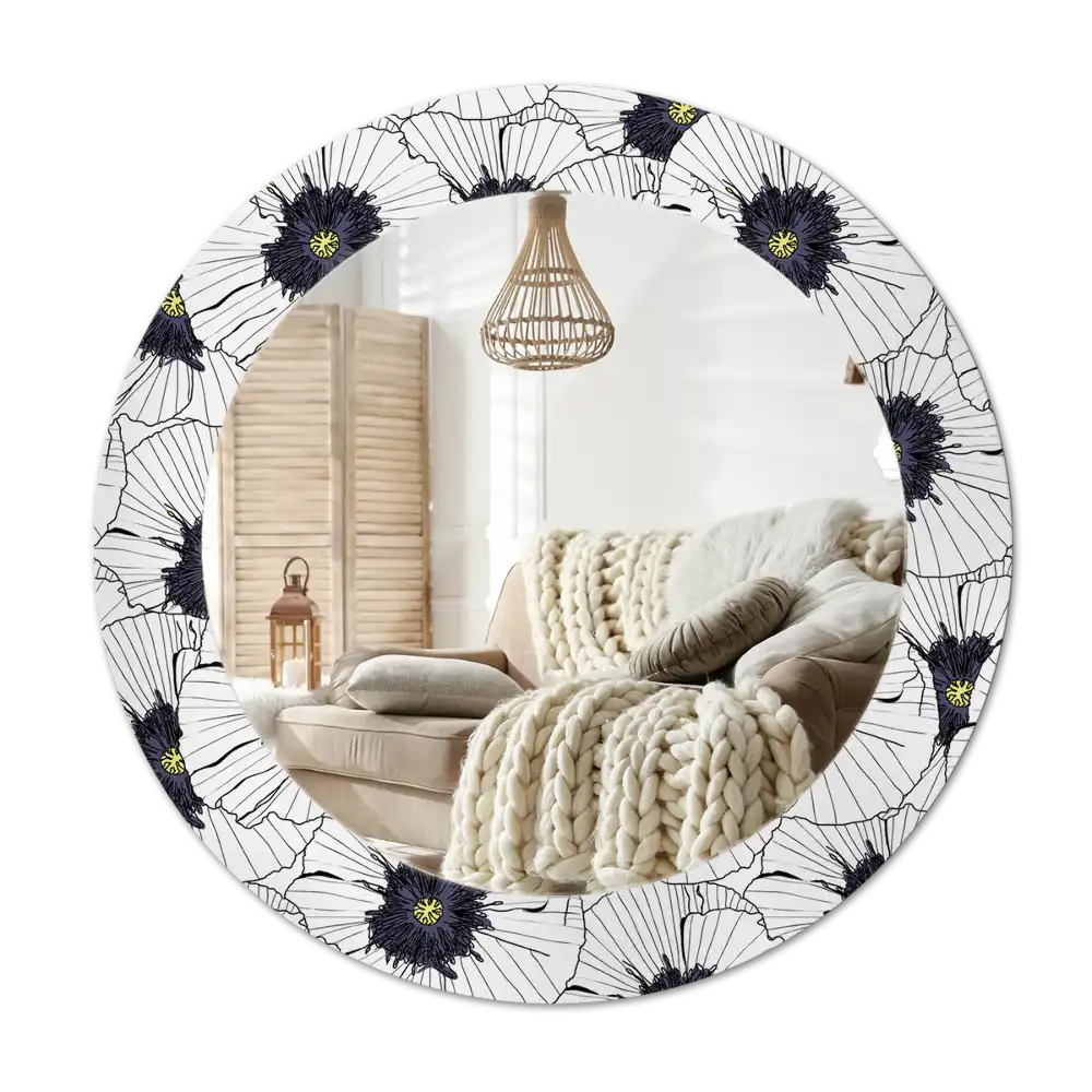 Spiegel rund Blumenkomposition