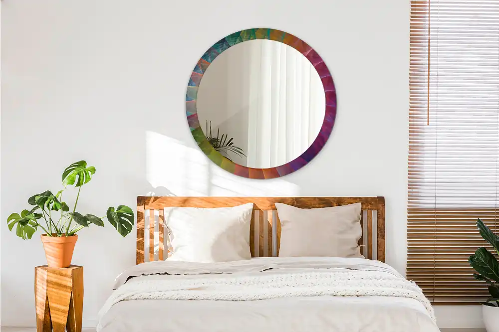 Spiegel mit bedrucktem Rahmen rund Farbpalette