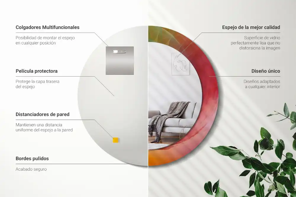 Spiegel mit bedrucktem Rahmen rund Farbpalette