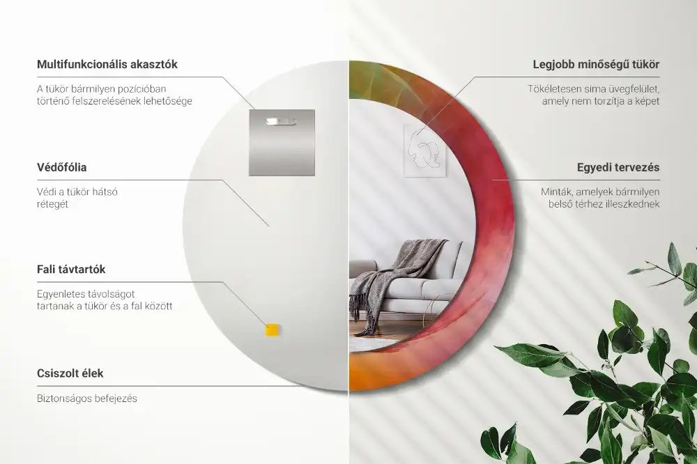 Spiegel mit bedrucktem Rahmen rund Farbpalette