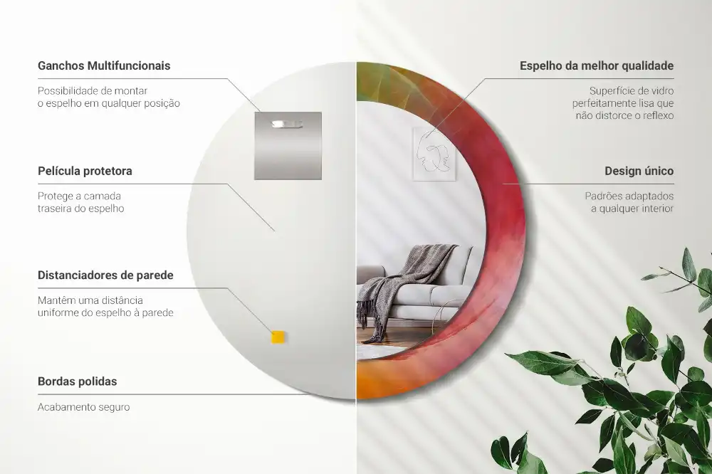 Spiegel mit bedrucktem Rahmen rund Farbpalette