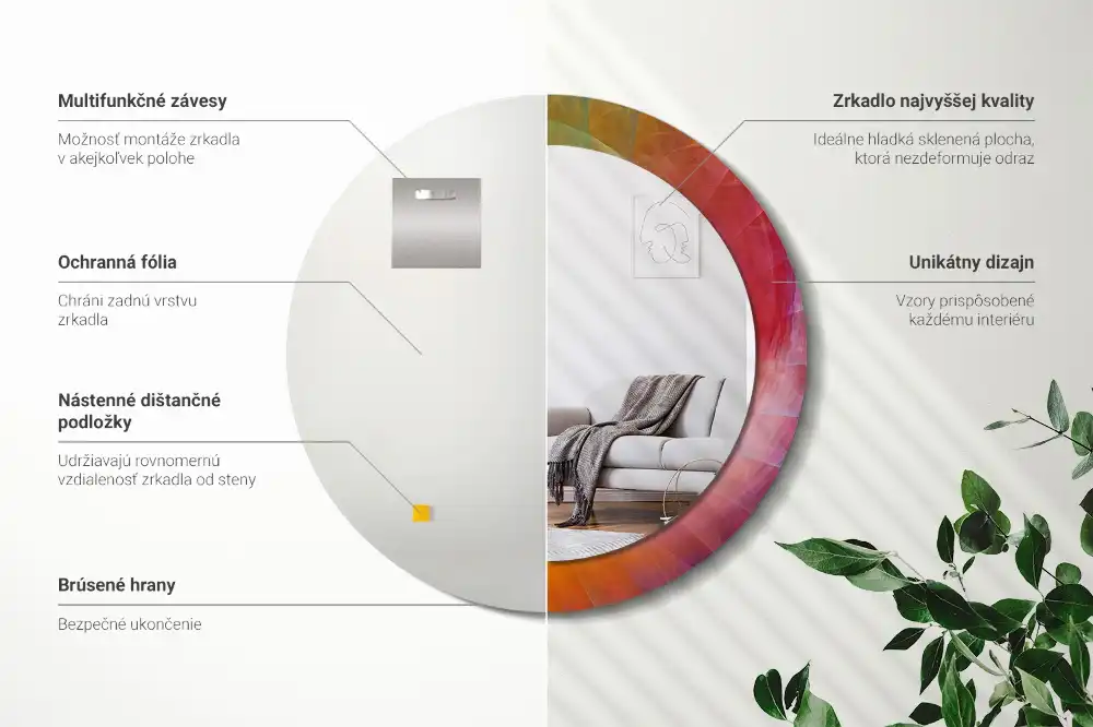 Spiegel mit bedrucktem Rahmen rund Farbpalette