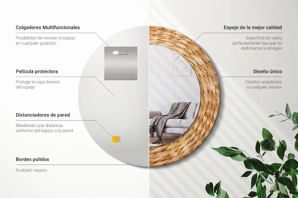 Spiegel rund Weidengeflecht-Muster