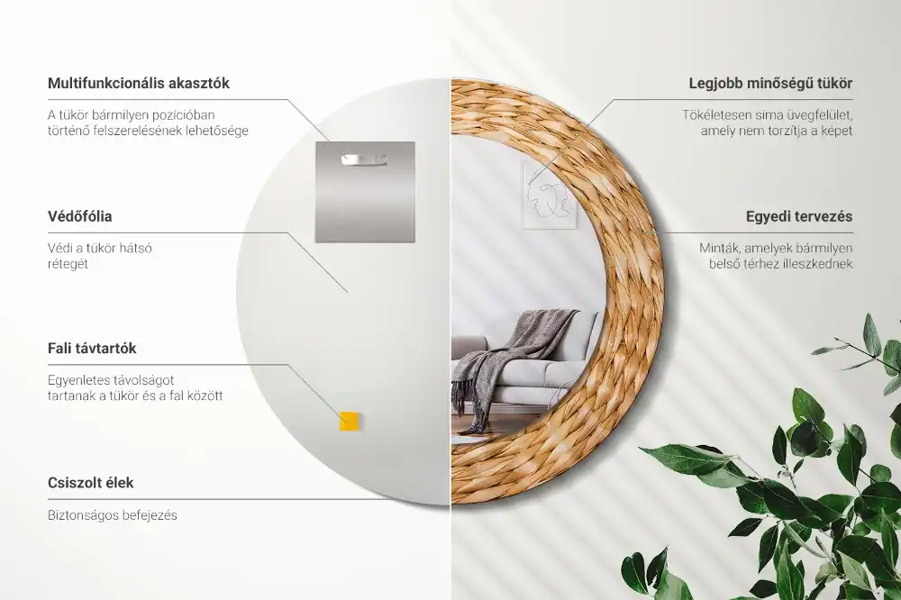 Spiegel rund Weidengeflecht-Muster