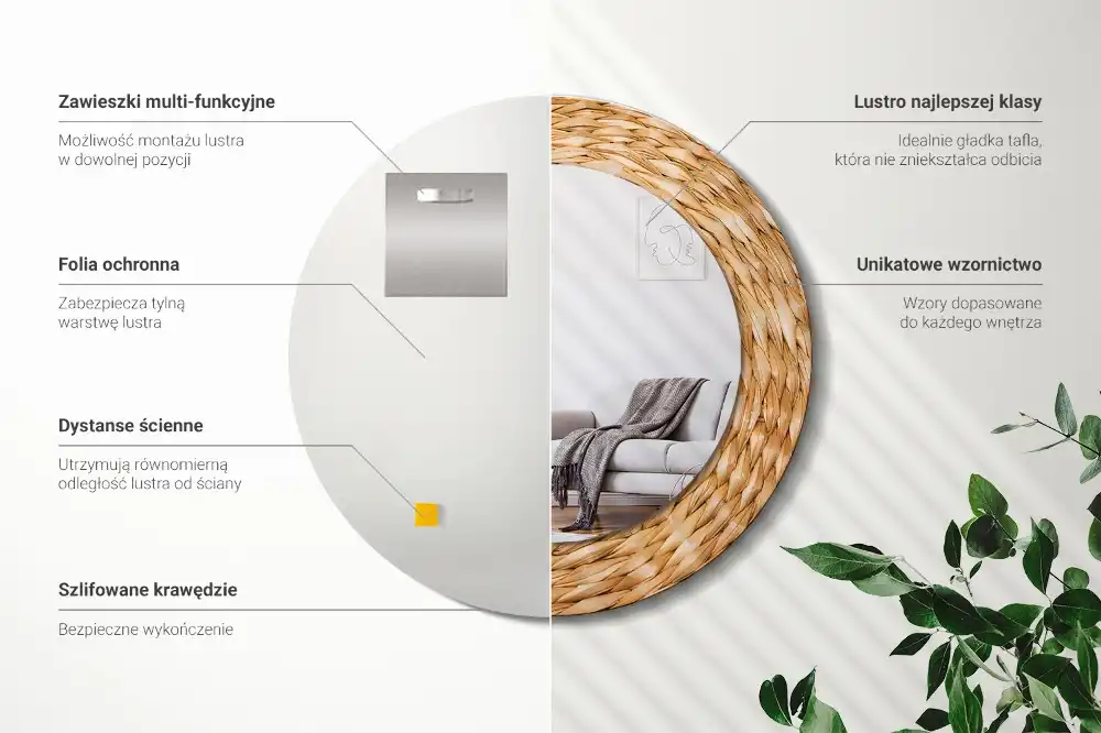 Spiegel rund Weidengeflecht-Muster