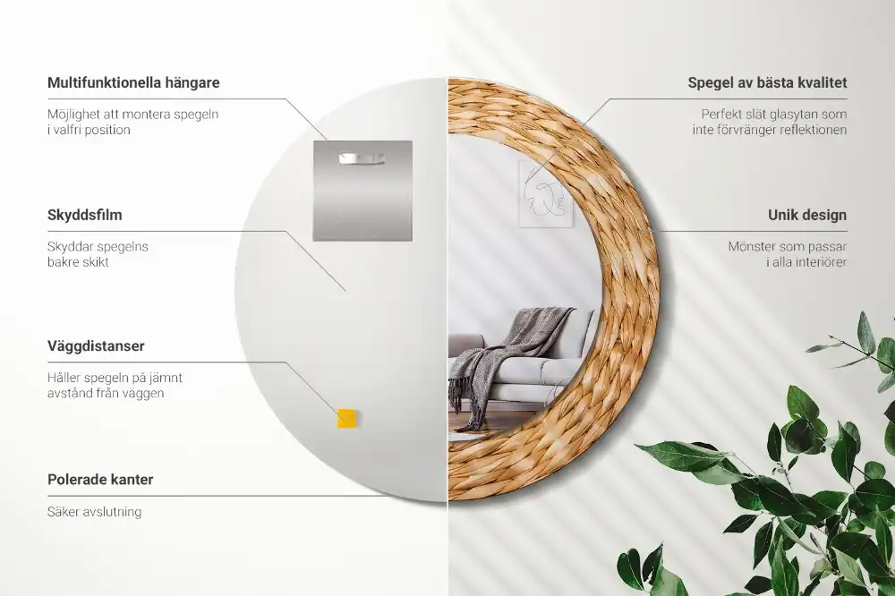 Spiegel rund Weidengeflecht-Muster