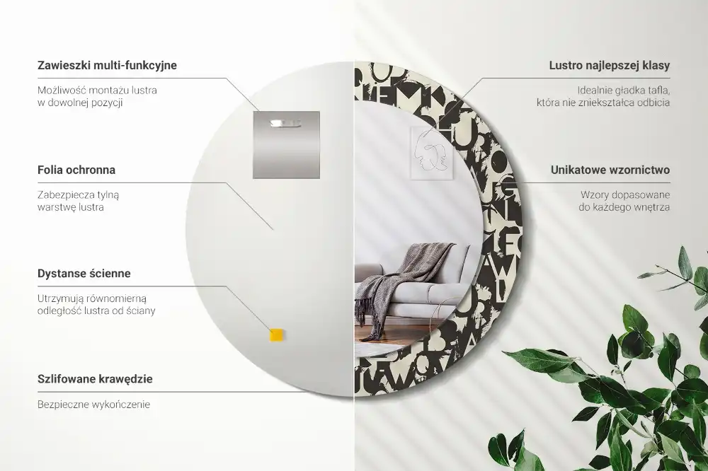 Runden spiegel Buchstaben