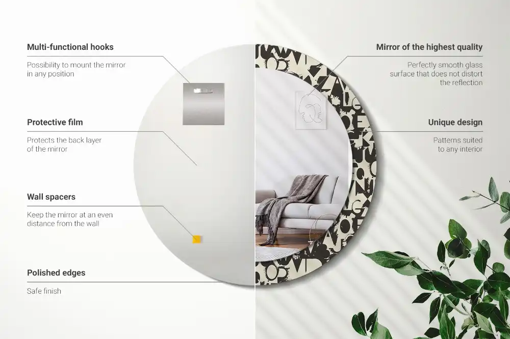 Runden spiegel Buchstaben