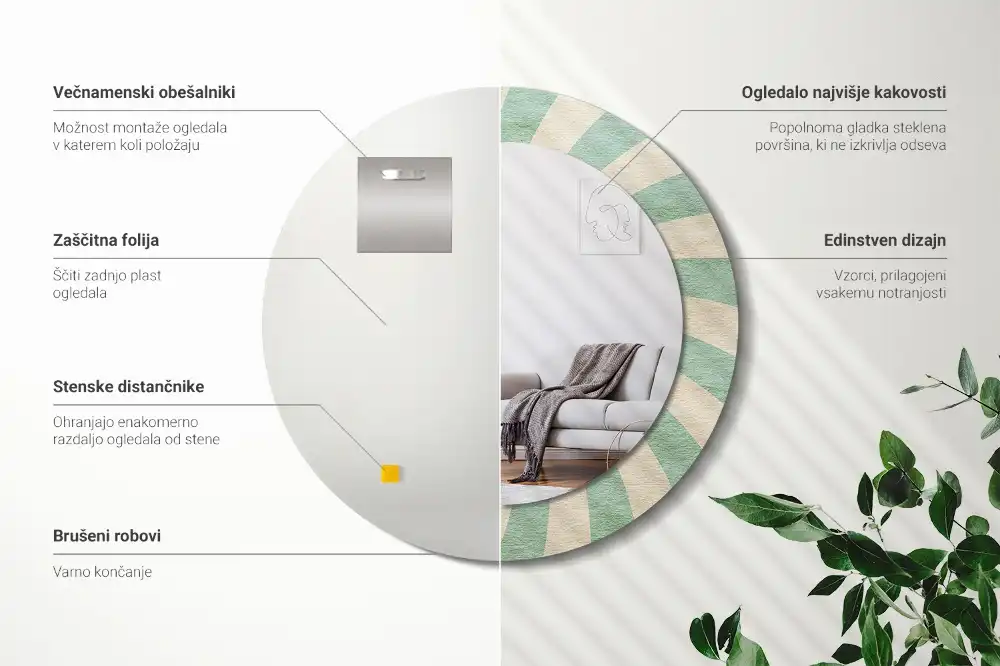 Spiegel rund Retro-Pastellmuster
