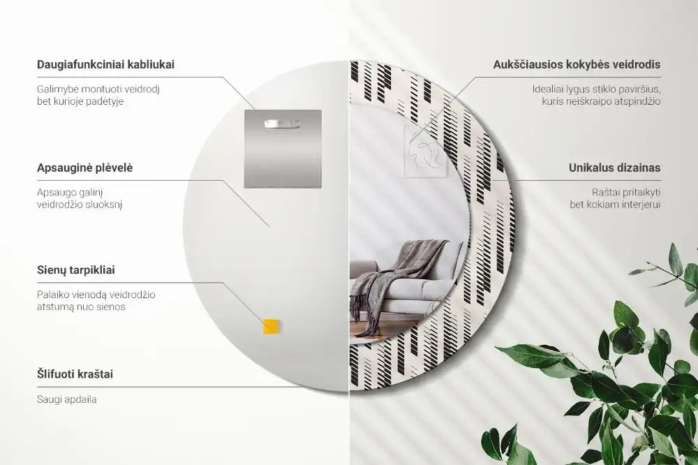 Runden spiegel Streifenmuster