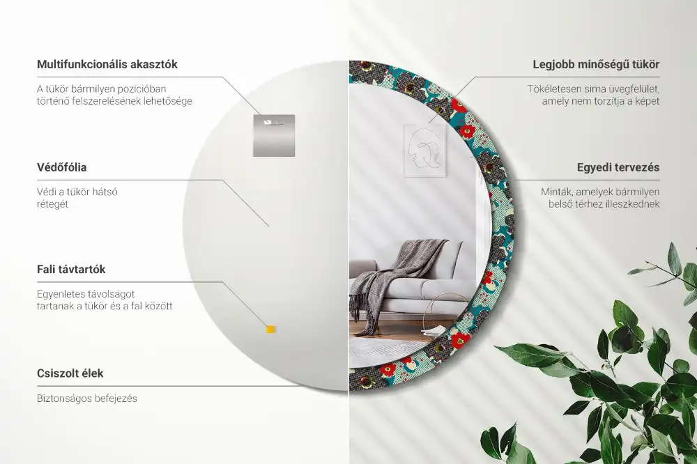 Runden spiegel Retro-Blumenmuster