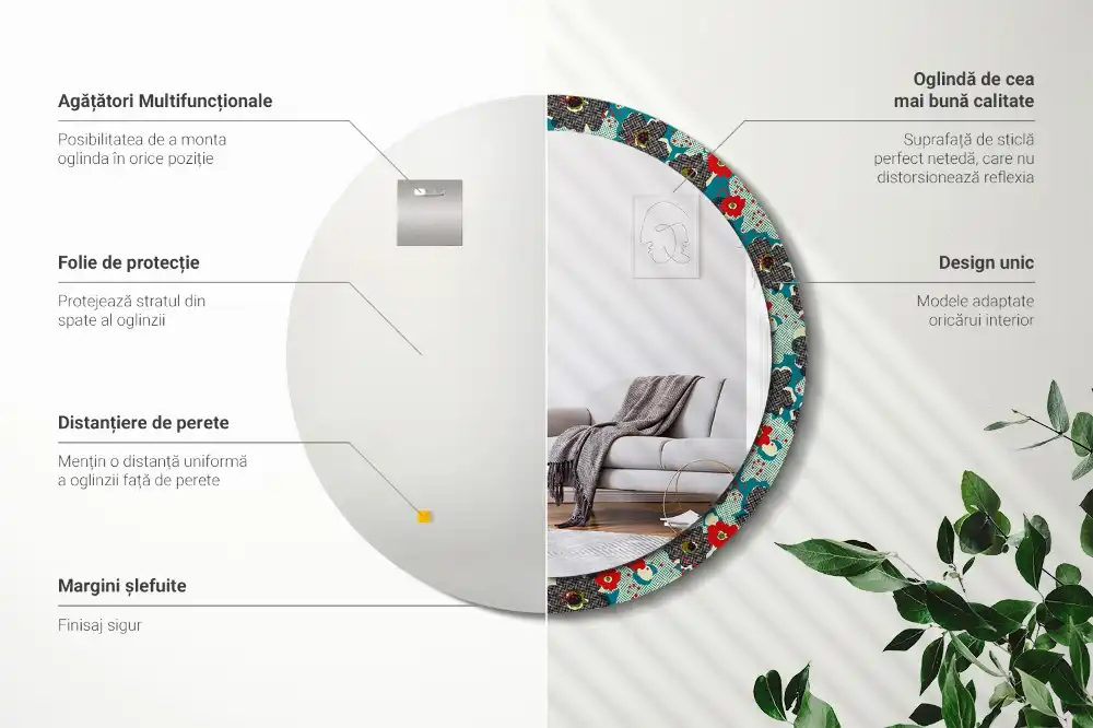 Runden spiegel Retro-Blumenmuster