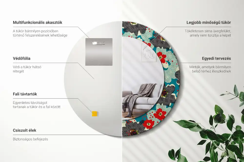 Runden spiegel Retro-Blumenmuster
