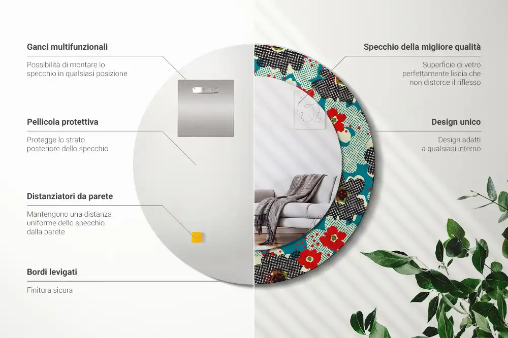 Runden spiegel Retro-Blumenmuster