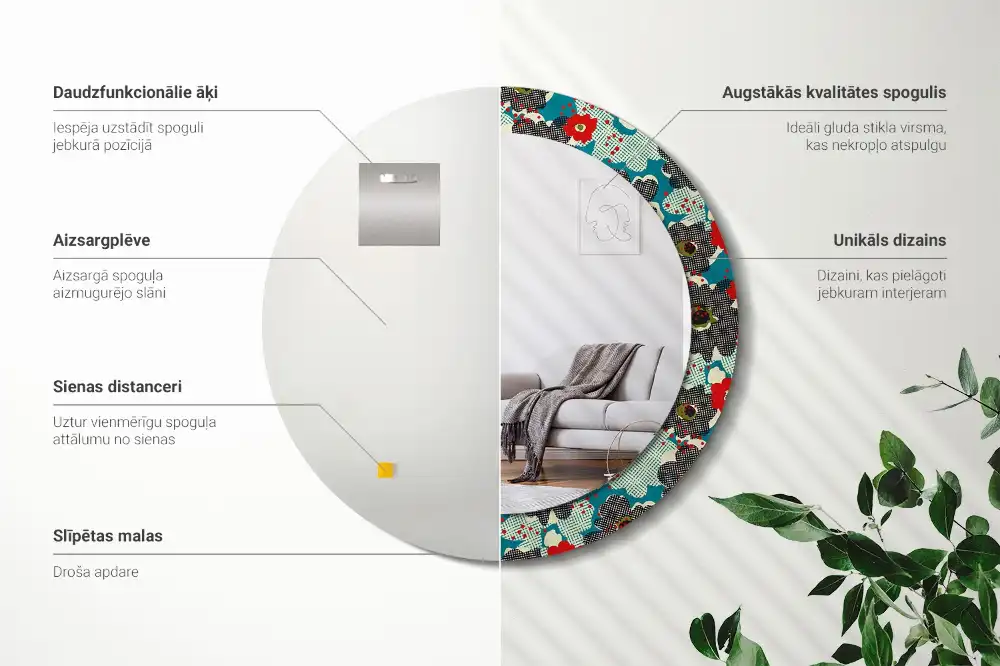 Runden spiegel Retro-Blumenmuster