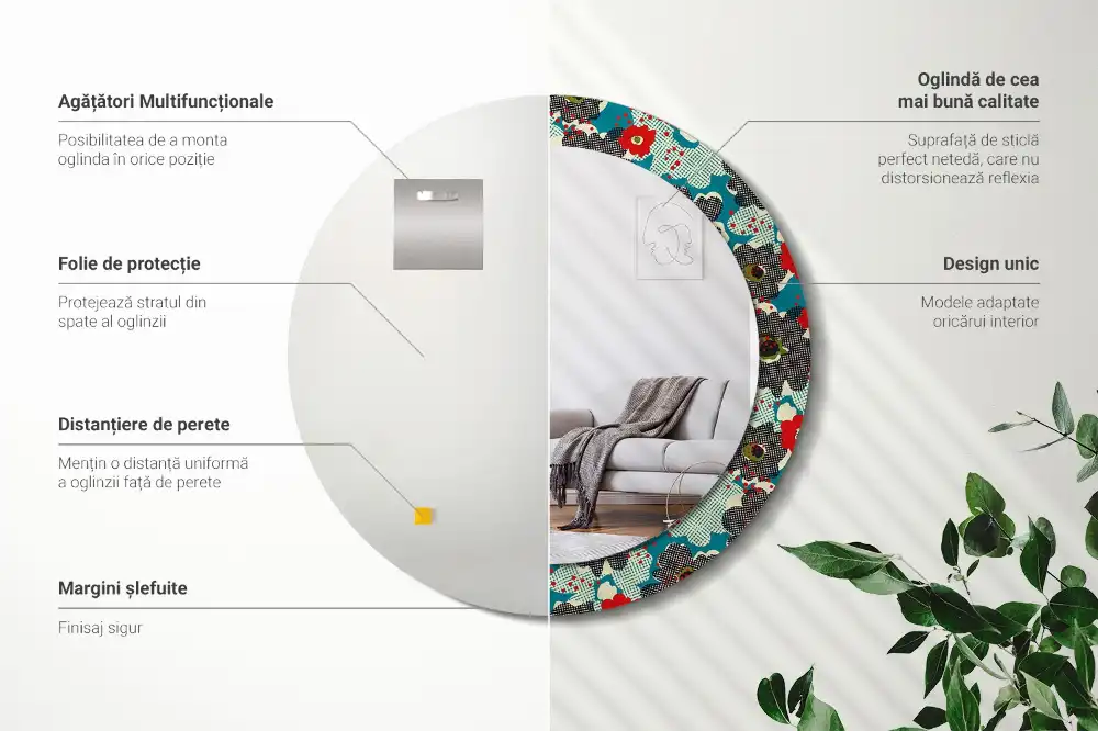 Runden spiegel Retro-Blumenmuster