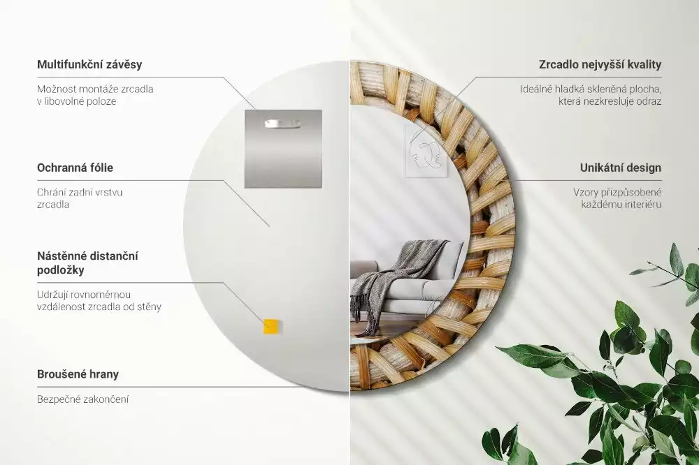 Spiegel rund Geflecht