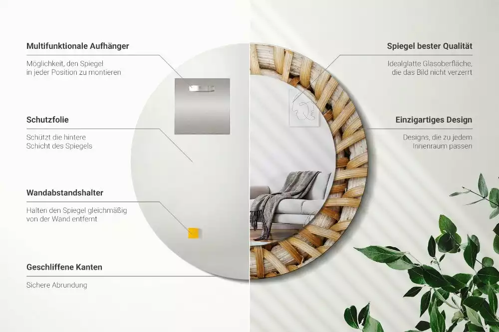 Spiegel rund Geflecht