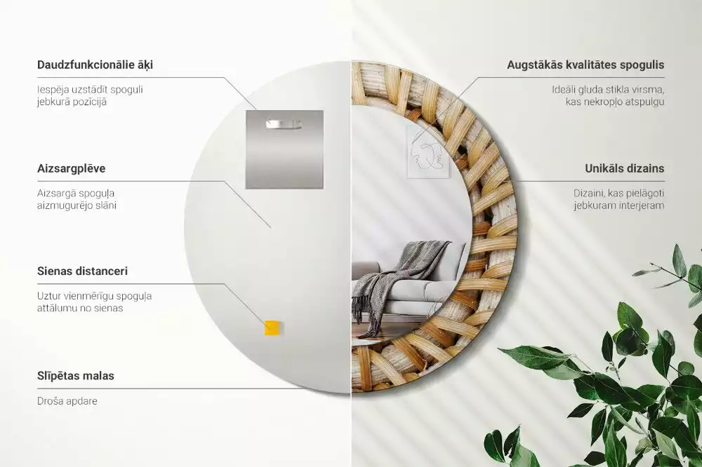 Spiegel rund Geflecht