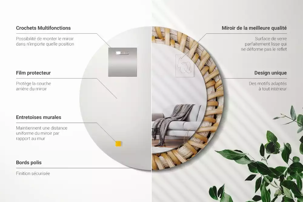 Spiegel rund Geflecht