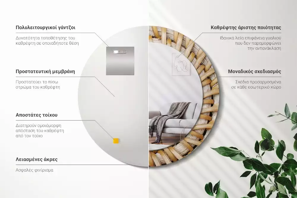 Spiegel rund Geflecht