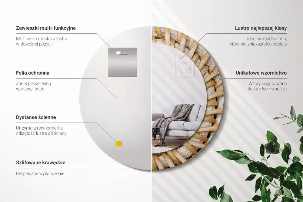 Spiegel rund Geflecht