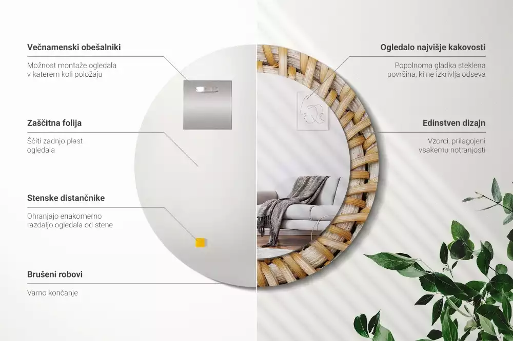 Spiegel rund Geflecht