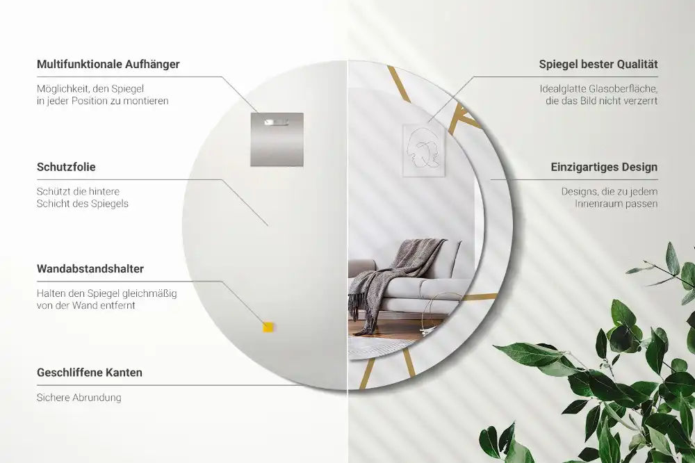 Spiegel rund Linienkomposition