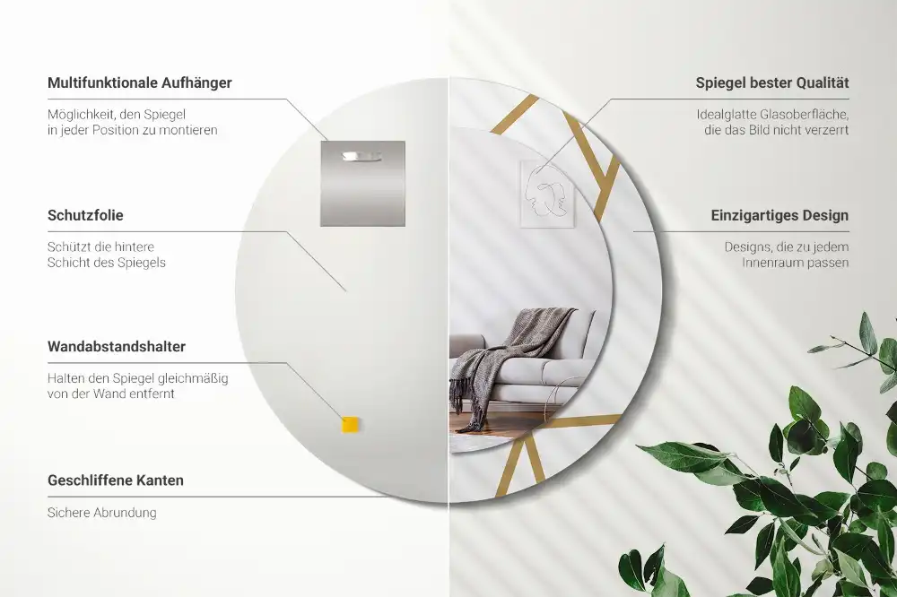 Spiegel rund Linienkomposition