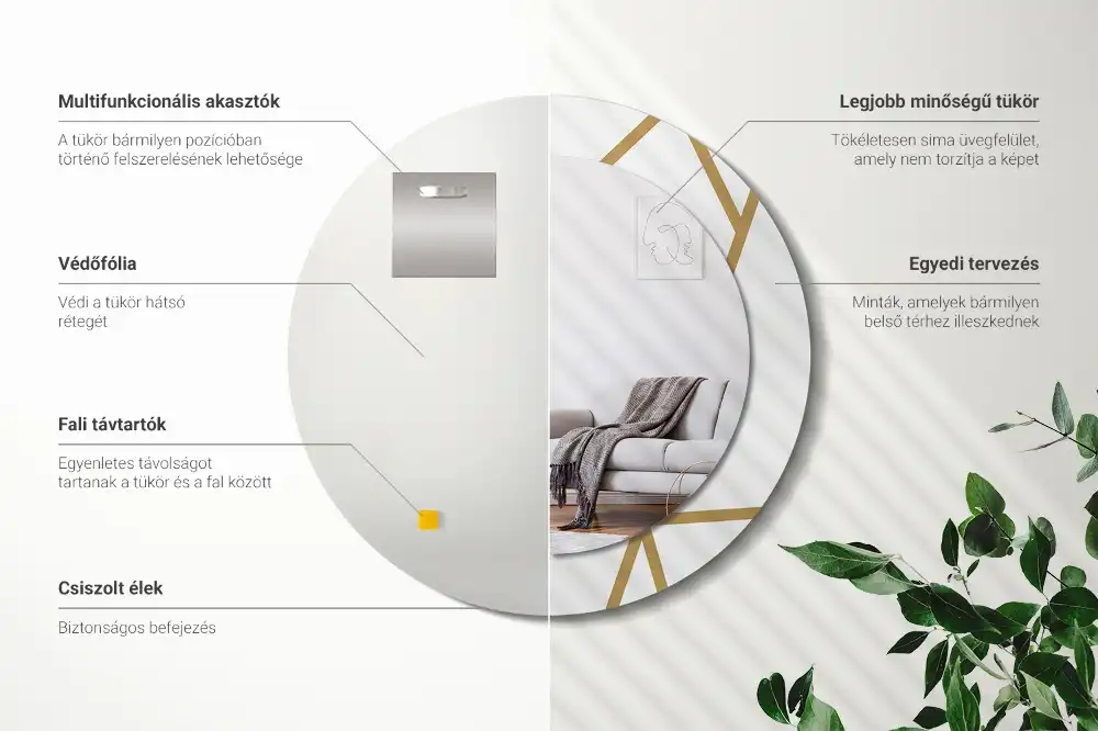 Spiegel rund Linienkomposition