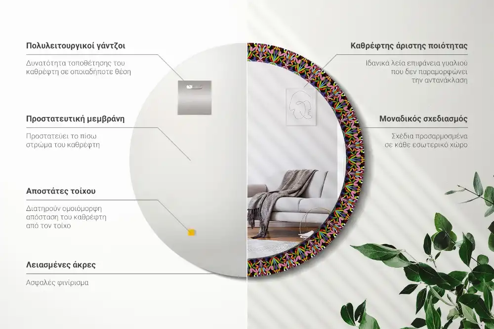 Spiegel rund Mandala-Muster