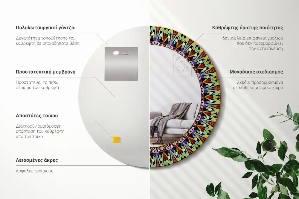 Spiegel rund Mandala-Muster