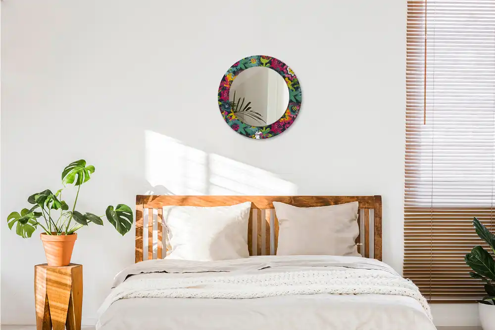 Runden spiegel Gemalte Blumen