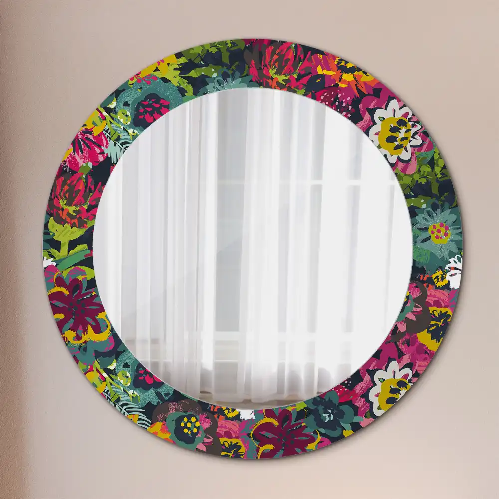 Runden spiegel Gemalte Blumen