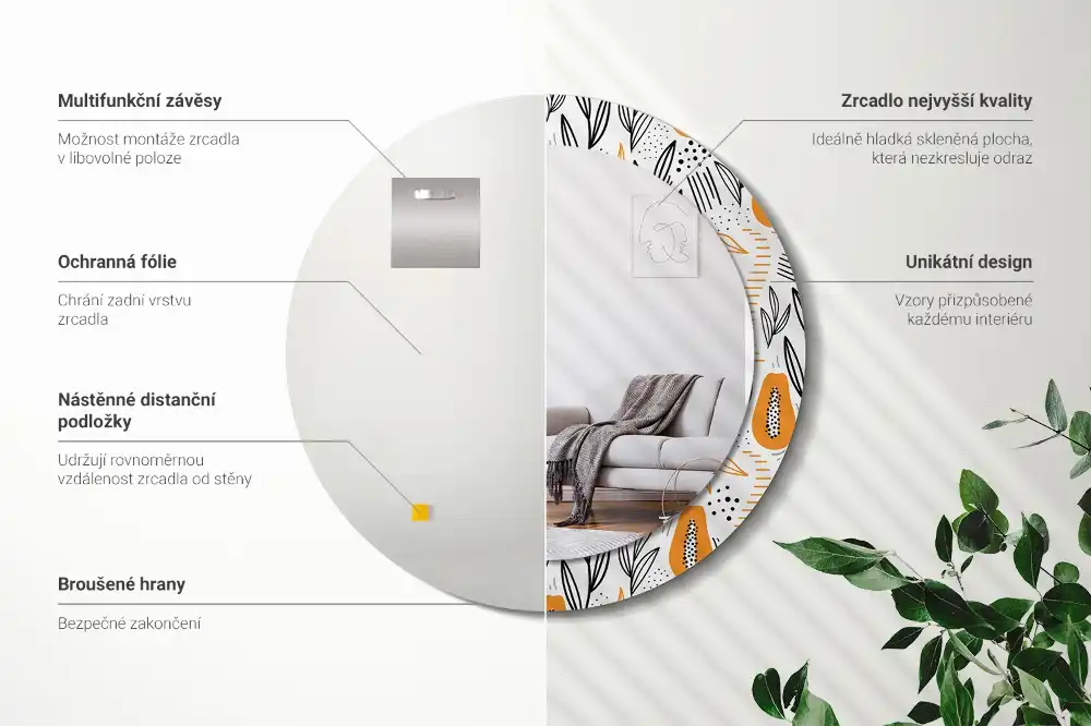 Spiegel rund Papayas