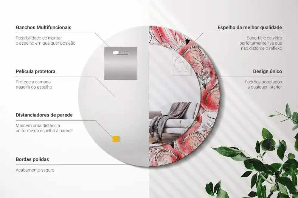 Spiegel rund Flamingos