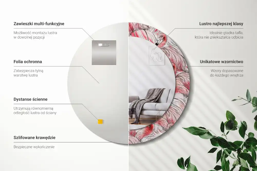 Spiegel rund Flamingos