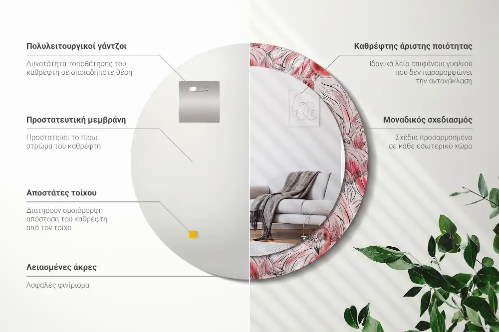 Spiegel rund Flamingos