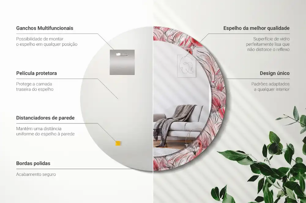 Spiegel rund Flamingos