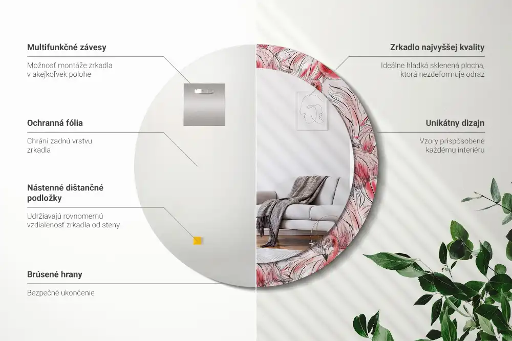 Spiegel rund Flamingos